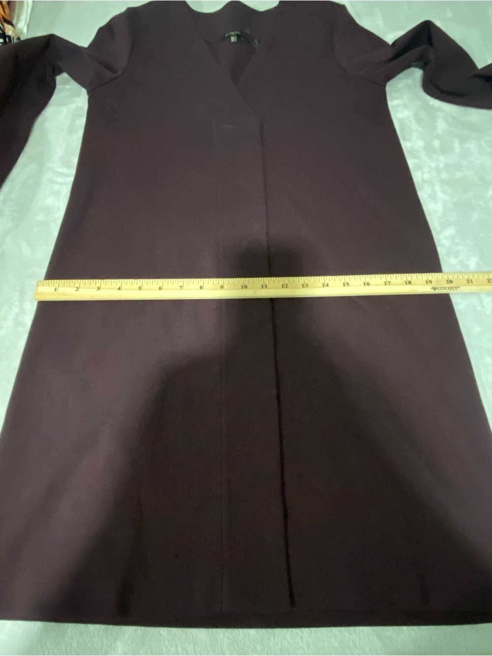 Massimo Dutti Burgundy Plum V-Neck Long Sleeve Dress - Picture 16 of 16